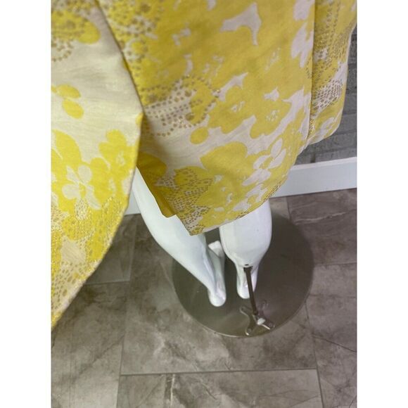 Tahari ASL Yellow White Floral Faux Pearl & Gold Sequin Sheath Dress Size 8 - Picture 7 of 11